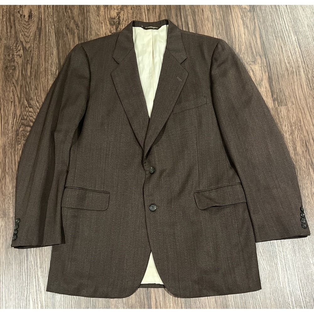 Samuelsohn Mens Brown Houndstooth 2 Bottoms Sport Coat 44L 100% Wool
